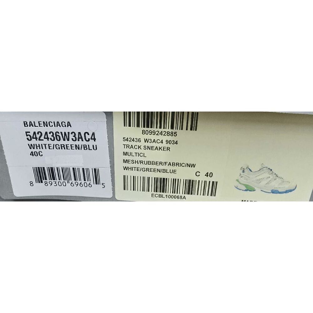 Balenciaga Women's Track Low Top Sneakers - White/Green/Blue 10 - Picture 7 of 11
